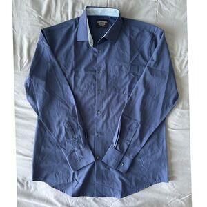 Alex Vando Dress Shirt Mens Large Navy Blue Excellent 4-Way Stretch Long Sleeve